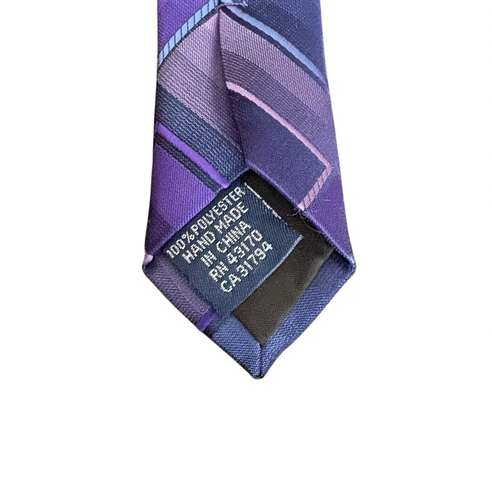 John Ashford Men's Neck Tie‎ Geometric Purple Blue Pattern 100% Polyester